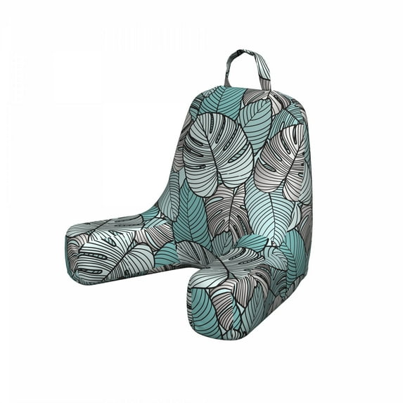 Philodendron Reading Pillow Cover, Digitally Generated Big High Detailed Leaves Tropical Island Pattern, Unstuffed Printed Bed Rest Case from Soft Fabric, Small, Seafoam and Grey, by Ambesonne