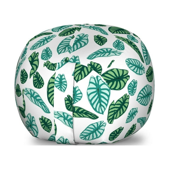 Philodendron Storage Toy Bag Chair, Rhythmic Colorful Exotic Alocasia Leaves Print, Stuffed Animal Organizer Washable Bag, Small Size, Teal Mint Green, by Ambesonne