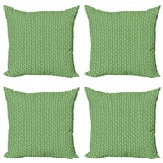 Philodendron Throw Pillow Cushion Case Pack of 4, Rhythmic Watercolor Look Monstera Leaves Pattern, Modern Accent Double-Sided Print, 4 Sizes, Lime Green Olive Green, by Ambesonne