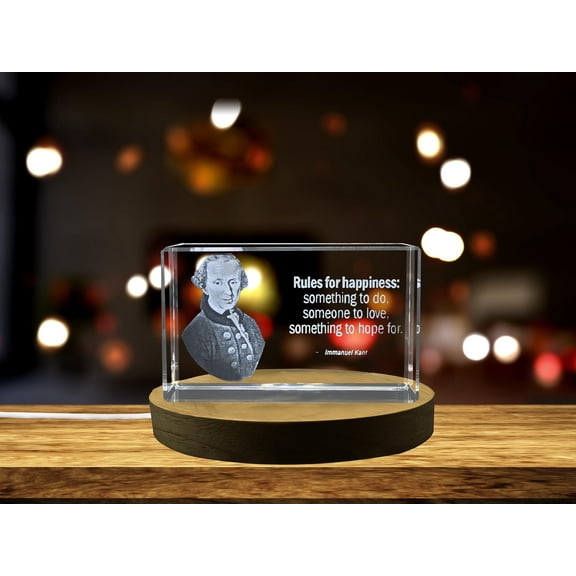 Philosopher Emmanuel Kant Memorial 3D Engraved Crystal Sculpture Gift