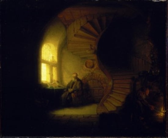 Philosopher in Meditation 1632 Rembrandt Harmensz van Rijn (1606-1669Dutch) Musee du Louvre Paris Canvas Art - Rembrandt Harmensz van Rijn (24 x 36)