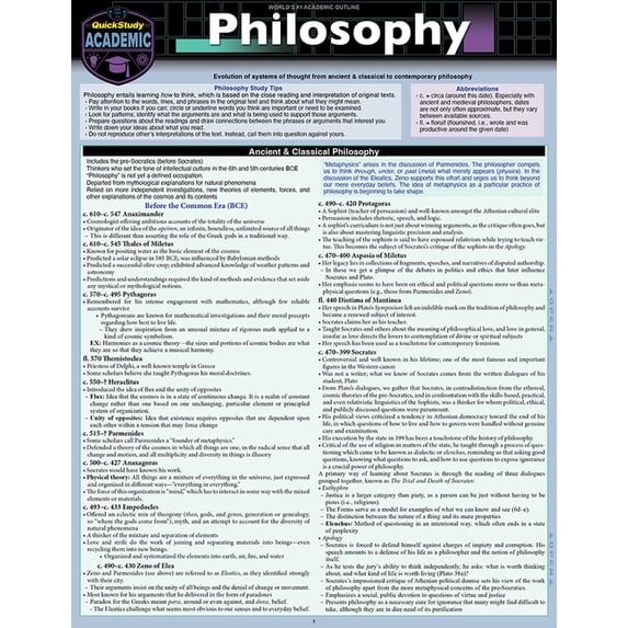 Philosophy: A Quickstudy Laminated Reference Guide, (Paperback ...