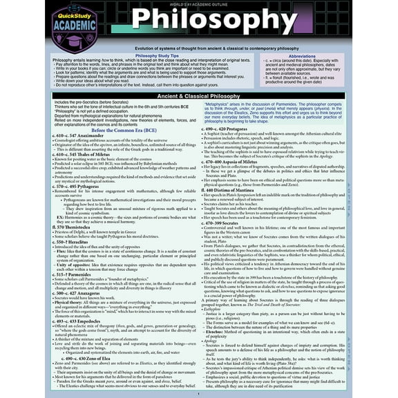Philosophy: A Quickstudy Laminated Reference Guide, (Paperback)