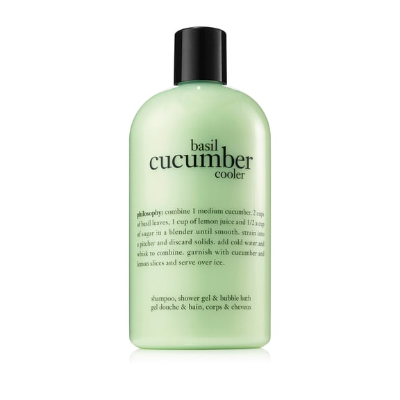 Philosophy Basil Cucumber Cooler 3 in 1 Shampoo Bubble Bath Shower Gel 32 OZ New With Pump