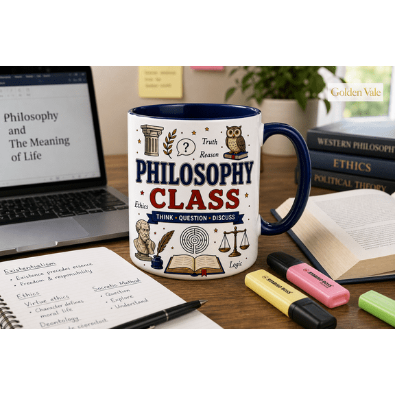 Philosophy Class Mug, Think Question Discuss Gift for Students and Teachers