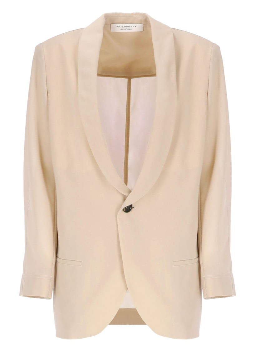 ボトムスその他 Philosophy Di Lorenzo Serafini Beige Cotton Blend Blazer Philosophy Di Lorenzo Serafini Beige Cotton Blend Blazer