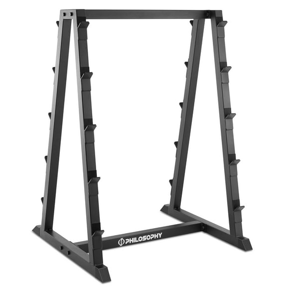 Philosophy Gym 10-BarFixedBarbellWeightRack -Heavy-DutyStorage Holder for Straight & EZ Curl Pre-WeightedBars