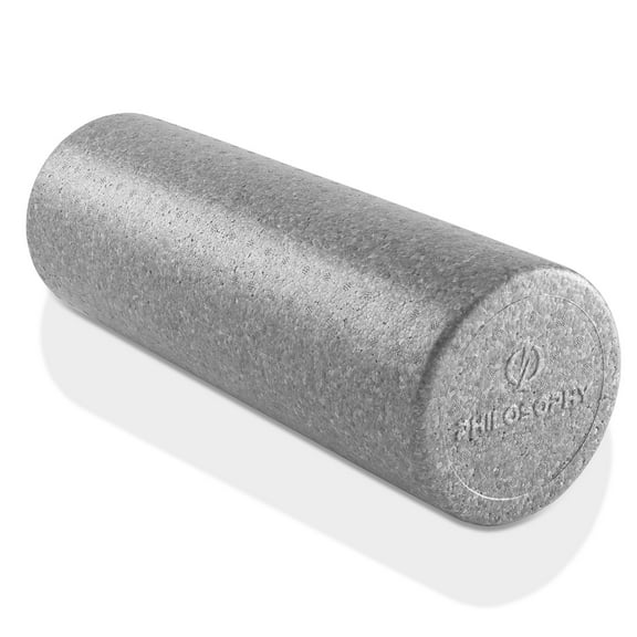 Philosophy Gym 18" High-Density Foam Roller for Exercise, Massage, Muscle Recovery - Round, Gray