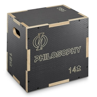 Philosophy Gym 3 in 1 Non-Slip Wood Plyo Box, 16" x 14" x 12", Gray, Jump Plyometric Box for Training and Conditioning