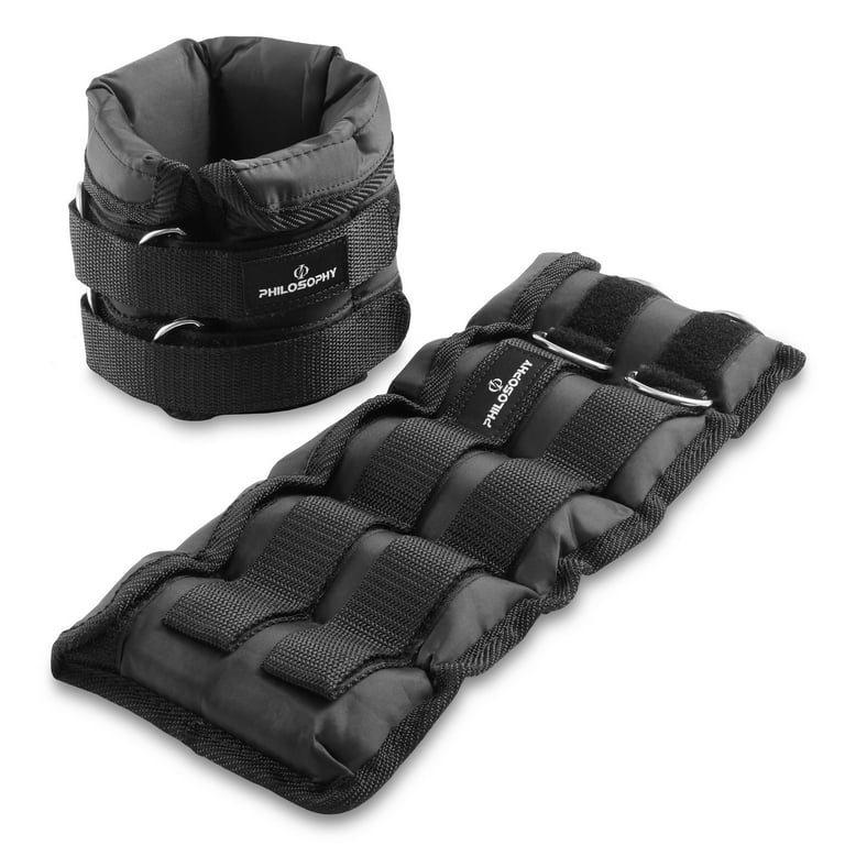 Philosophy Gym 5 LB Adjustable Ankle Wrist Weights Pair Arm Leg Weight Straps Set 2.5 LB each with Removable Weights