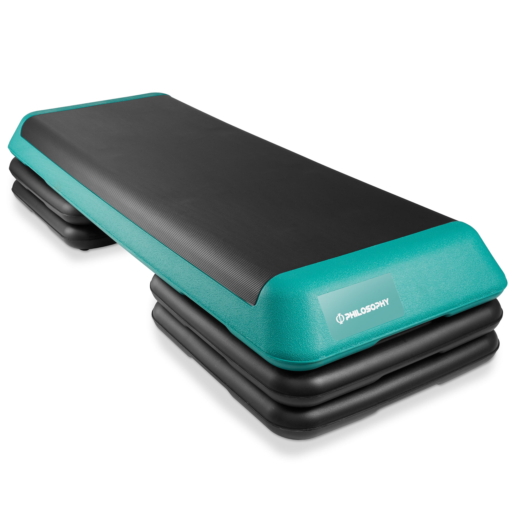 Philosophy Gym Adjustable Aerobic Exercise Step Platform Fitness Equipment with 4 Risers Green Walmart