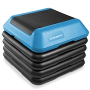 Philosophy Gym Aerobic High Step Platform with Adjustable Height and 4 Risers, 16 x 16 - Blue