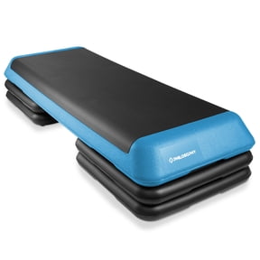 Philosophy Gym Exercise Step Platform, Health Club Size with Adjustable Height and 4 Risers - Blue