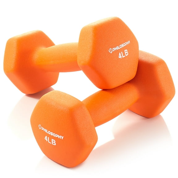 Philosophy Gym Neoprene Dumbbell Hexagon Hand Weights, 4 lb Pair - 8 lb Total