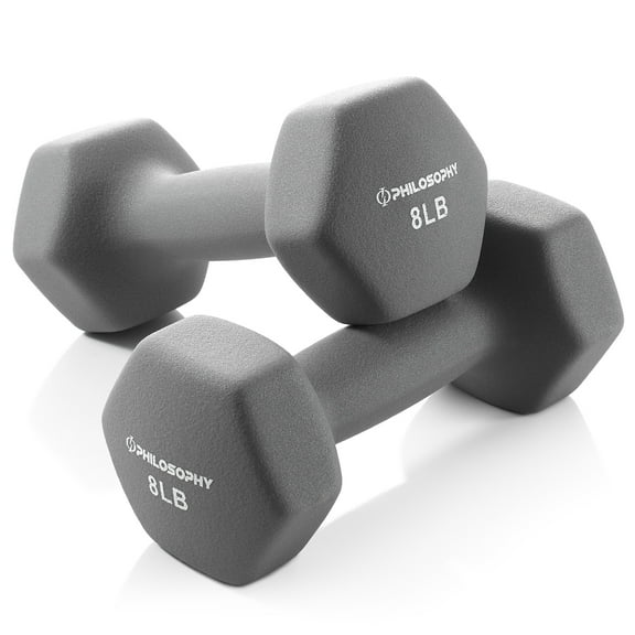 Philosophy Gym Neoprene Dumbbell Hexagon Hand Weights, 8 lb Pair - 16 lb Total
