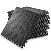 Philosophy Gym Pack of 30 Exercise Flooring Mats - 24 x 24 Inch Foam Rubber Interlocking Puzzle Floor Tiles - Black