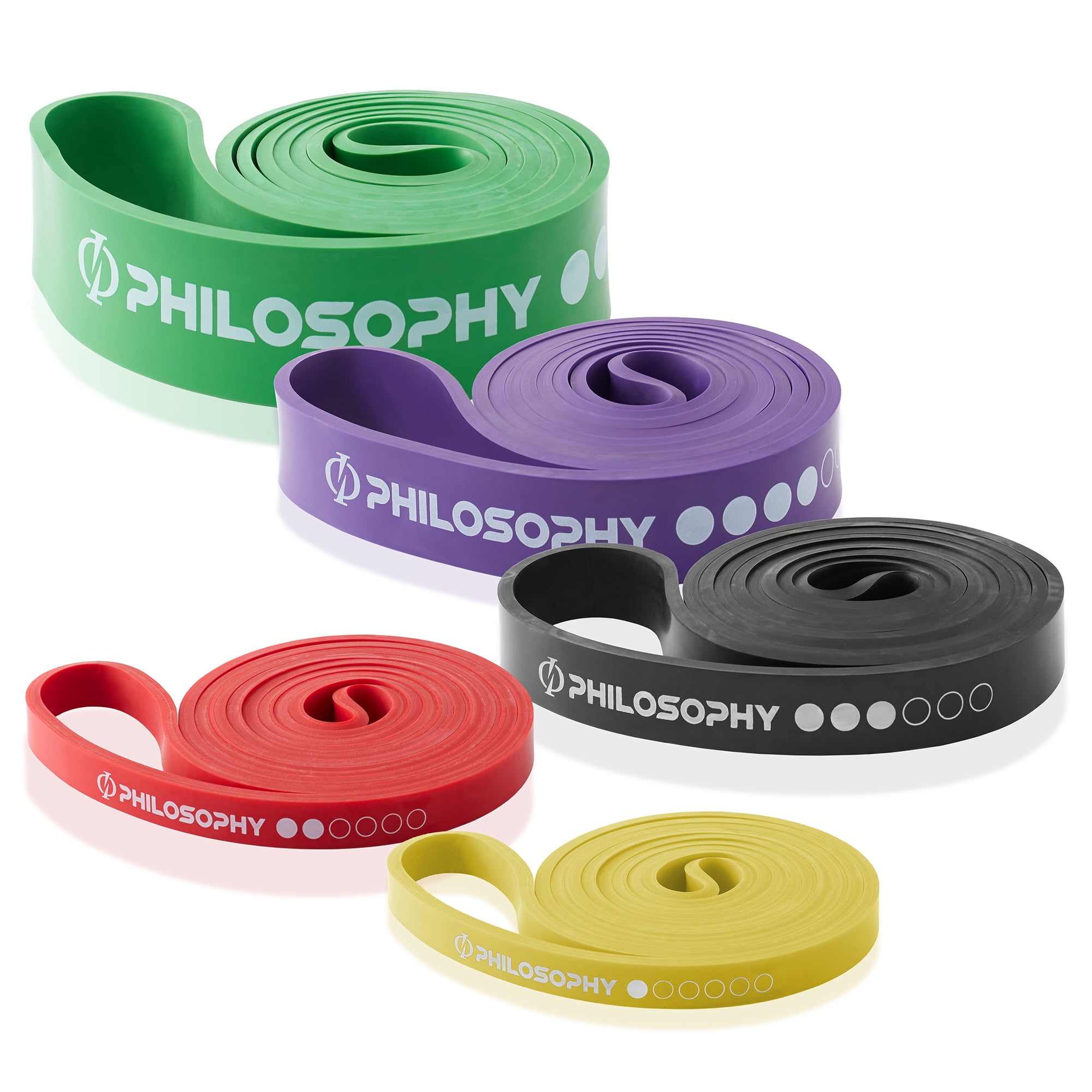 Philosophy Gym - Resistance Band - 5 Piece - Set with Storage Bag