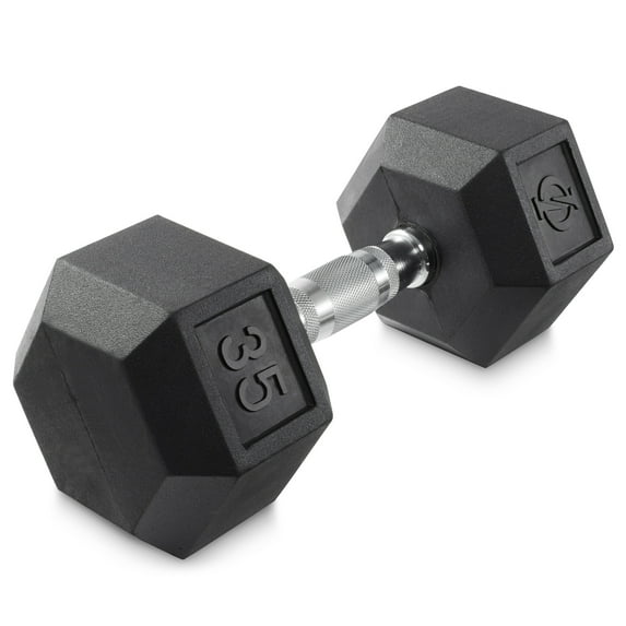 Philosophy Gym Rubber Coated Hex Dumbbell Hand Weight, 35 lbs