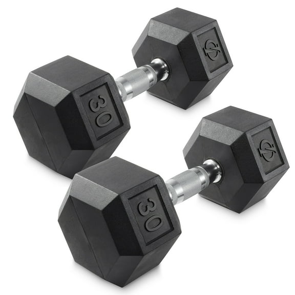 Philosophy Gym Rubber Coated Hex Dumbbell Hand Weights, 30 lb Pair