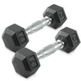 thumbnail image 1 of Philosophy Gym Rubber Coated Hex Dumbbell Hand Weights, 5 lb Pair, 1 of 6