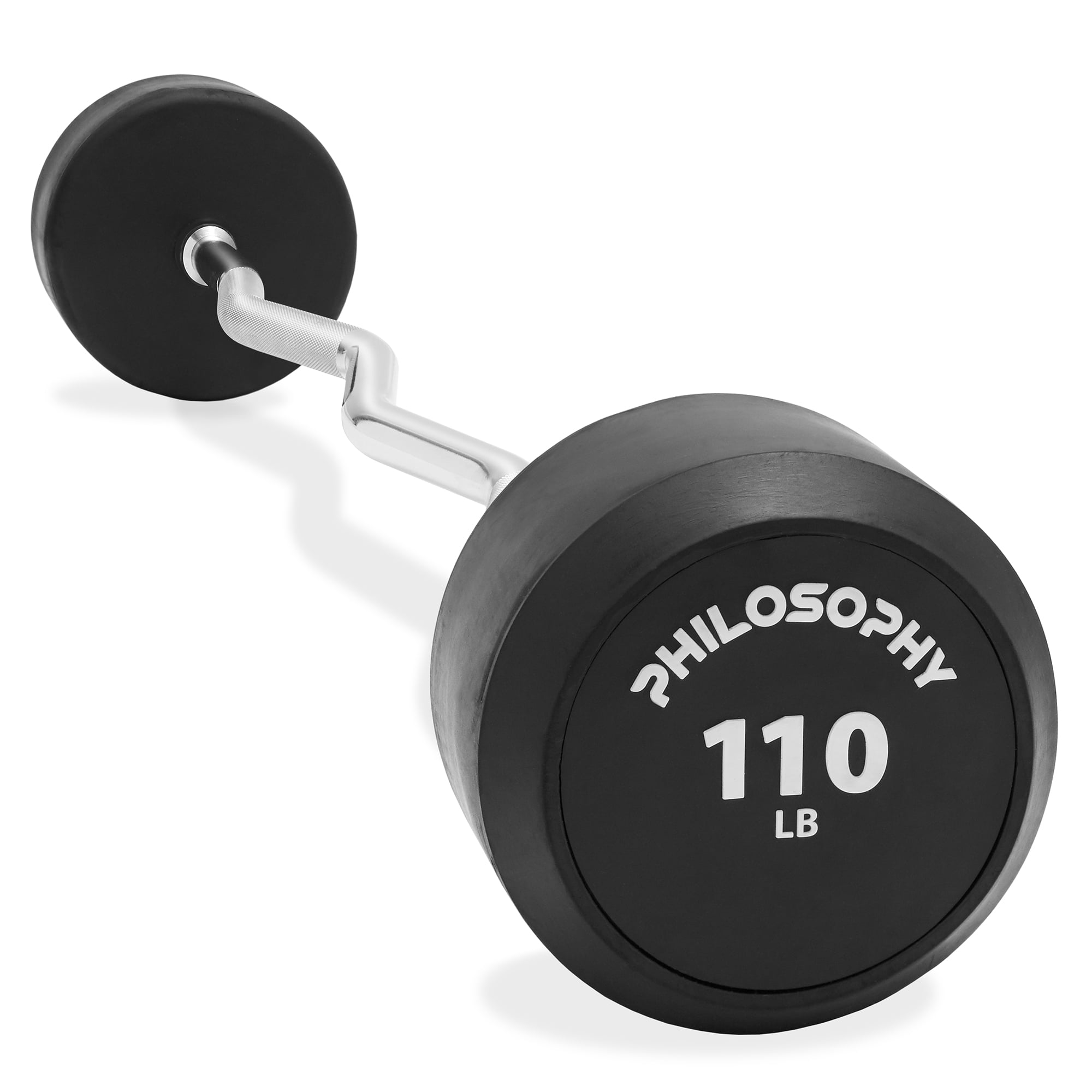 Philosophy Gym Rubber Fixed Barbell 40 LB Pre Loaded Weight EZ Curl Bar for Strength Training Weightlifting