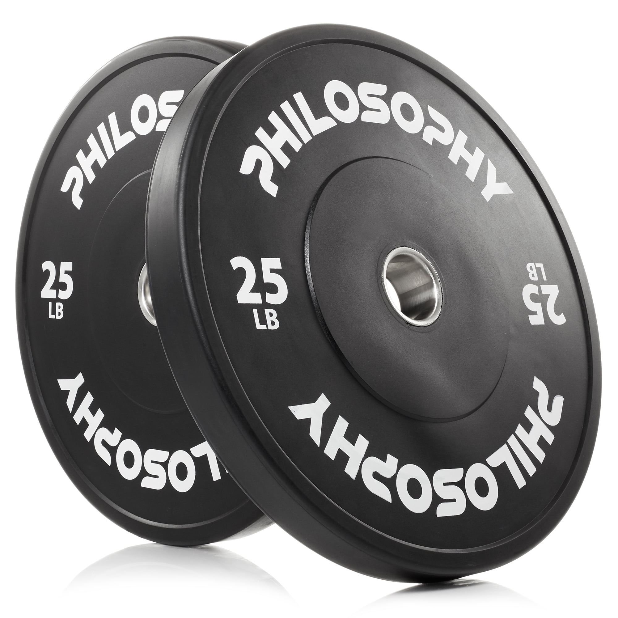 Philosophy Gym Set of 2 Olympic 2-Inch Rubber Bumper Plates (25 LB each) Black
