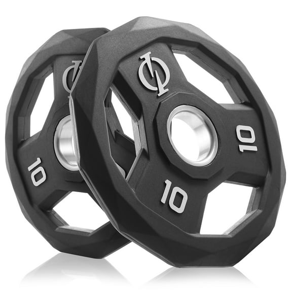 Philosophy Gym Set of 2 Rubber Coated 2-inch Olympic Grip Weight Plates (10 LB each) for Weightlifting