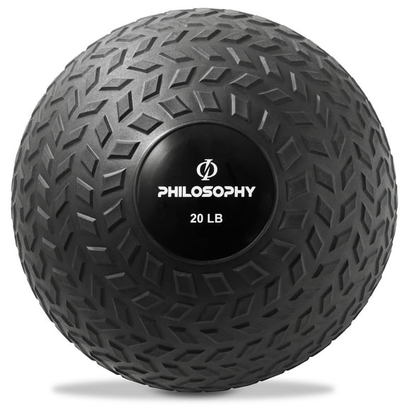 Philosophy Gym Slam Ball, 20 LB - Weighted Fitness Medicine Ball with Easy Grip Tread