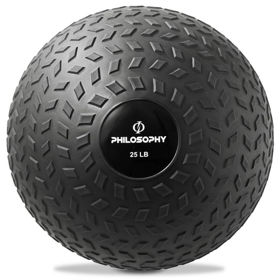 Philosophy Gym Slam Ball, 25 LB - Weighted Fitness Medicine Ball with Easy Grip Tread