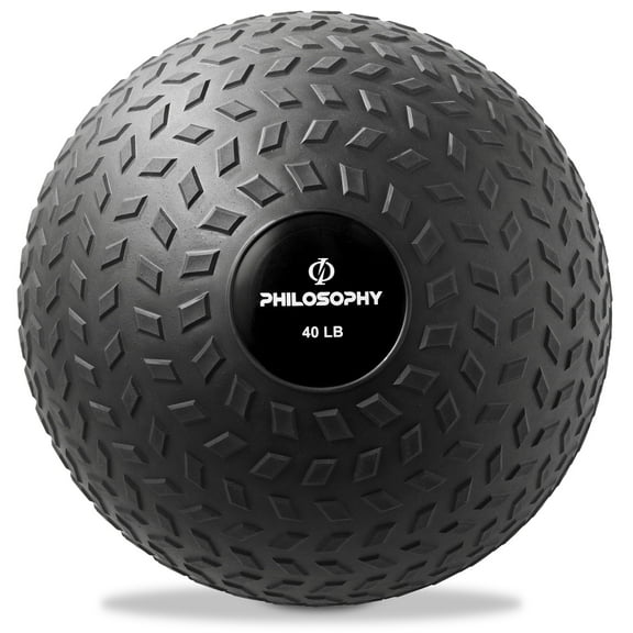Philosophy Gym Slam Ball, 40 LB - Weighted Fitness Medicine Ball with Easy Grip Tread