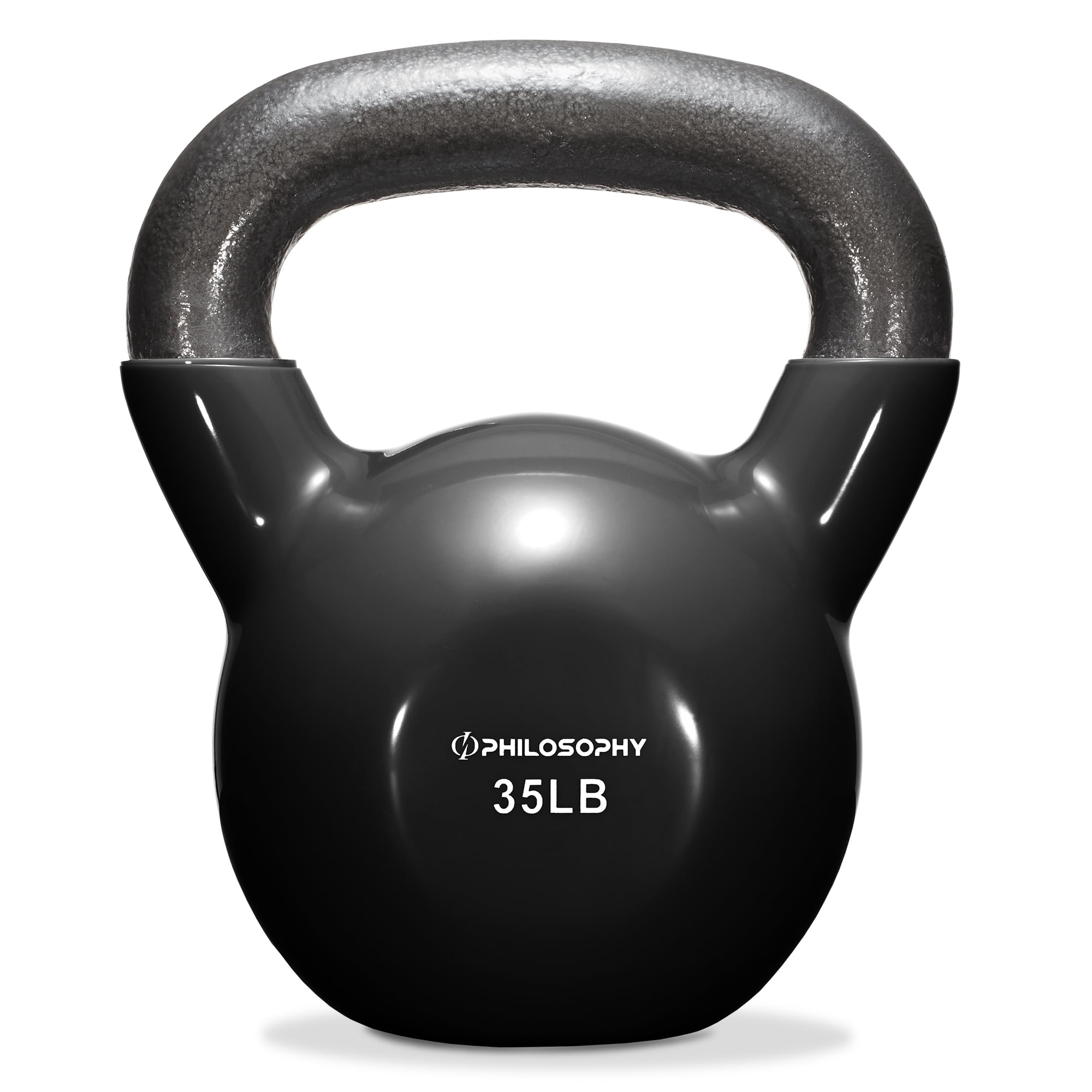 Philosophy Gym Vinyl Coated Cast Iron Kettlebell - Multiple Weights (5-50 Lbs), Wide Handle, Flat Base