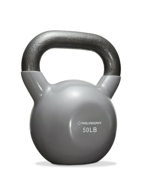 Philosophy Gym Vinyl Coated Cast Iron Kettlebell Weight, 50 lbs