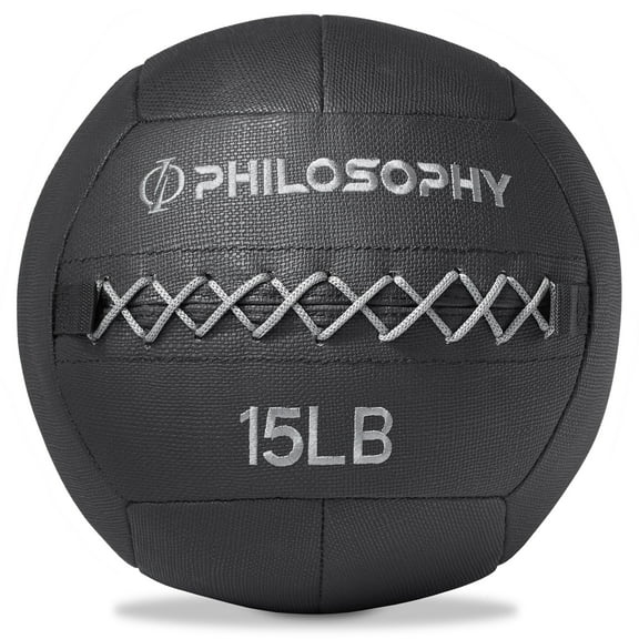 Philosophy Gym Wall Ball, 15 LB - Soft Shell Weighted Medicine Ball with Non-Slip Grip