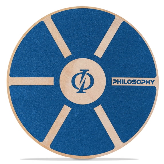 Philosophy Gym Wobble Balance Board, Round Wooden Core Trainer for Adults - Blue