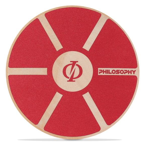 Philosophy Gym Wobble Balance Board, Round Wooden Core Trainer for Adults - Red