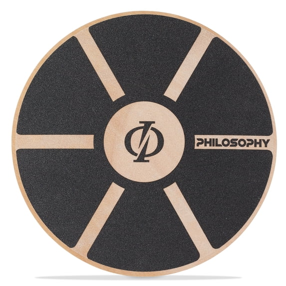 Philosophy Gym Wobble Balance Board, Round Wooden Core Trainer for Adults - Black