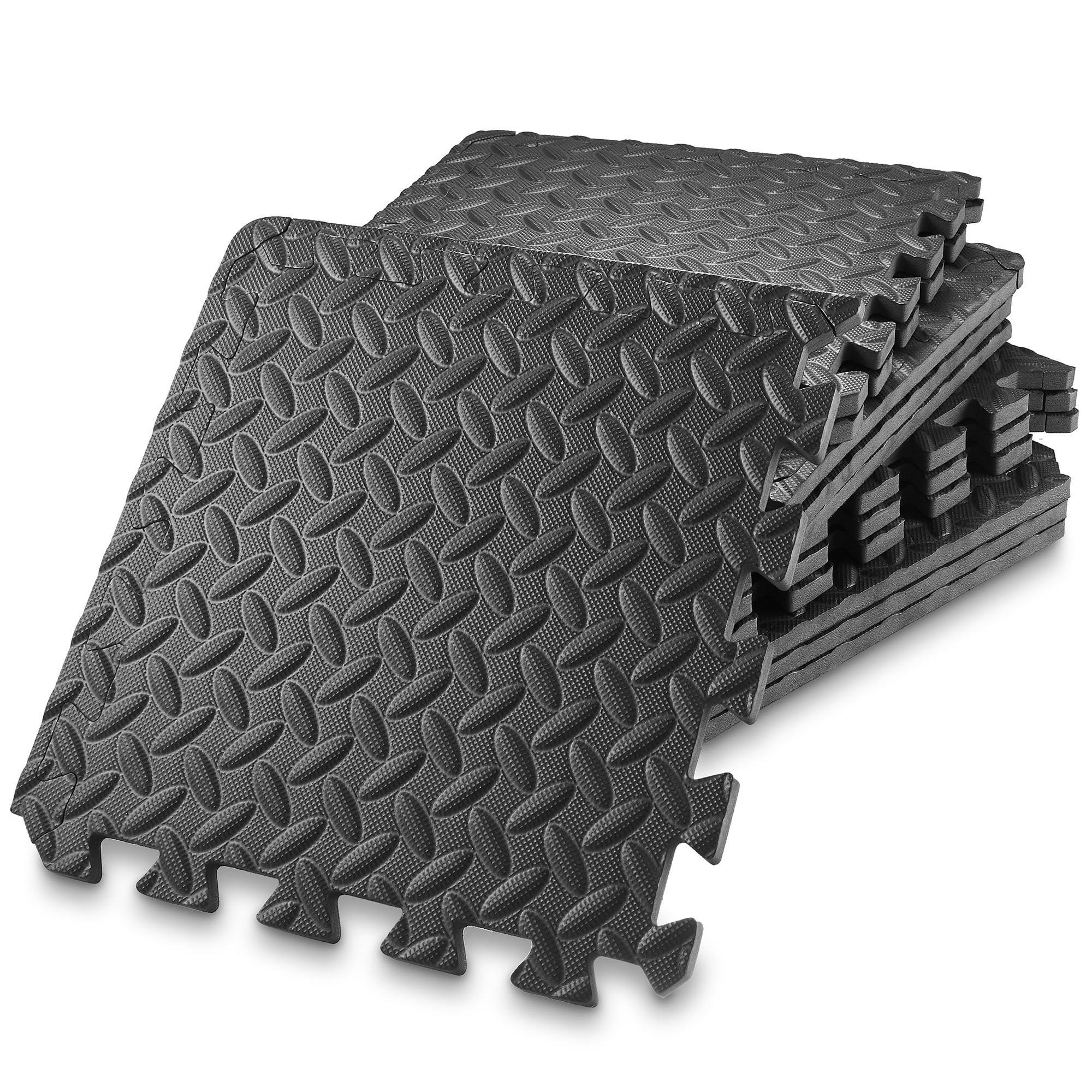 Hmount Deeroll 12pcs Interlocking Foam Floor Mat Suitable for Gym Outdoor/Indoor Protective Flooring Matting, Black, Size: 30