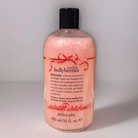Philosophy Sparkling Hollyberries 3-in-1 Shampoo, Shower Gel & Bubble Bath 16 oz | Holiday Scent | Gentle, Moisturizing Cleanser