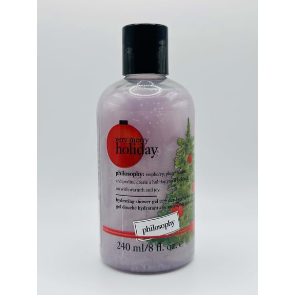Philosophy Very Merry Holiday Shower Gel 3-in-1 Cleanser 8 oz | Festive Scent | Gentle Shampoo, Body Wash & Bubble Bath
