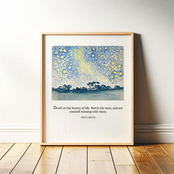 Philosophy Wall Art, Marcus Aurelius Inspirational Quote, Stars Quote, Whimsical, Zen, Therapy Office Poster Print Or, Poster Only