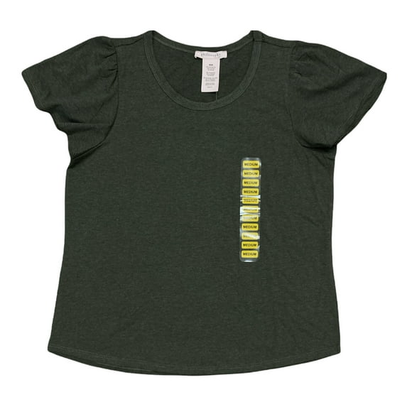 Philosophy Women's Flutter Sleeve Raw Edge Detail Scoop Neck Shirt (Olive Heather, XXL)