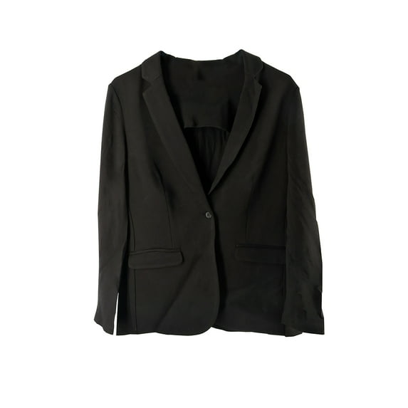 Philosophy Women's Notch Collar Ponte Knit V-Neck Long Sleeve Stretch Blazer (Black, L)