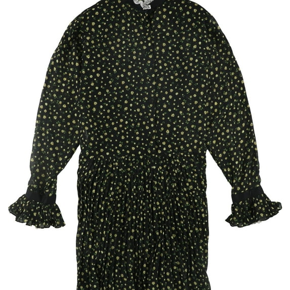 Philosophy Womens Floral Mock Neck Pleated Dress, Black, 8