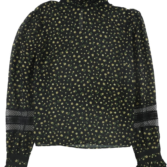 Philosophy Womens Roses Pullover Blouse, Black, 44