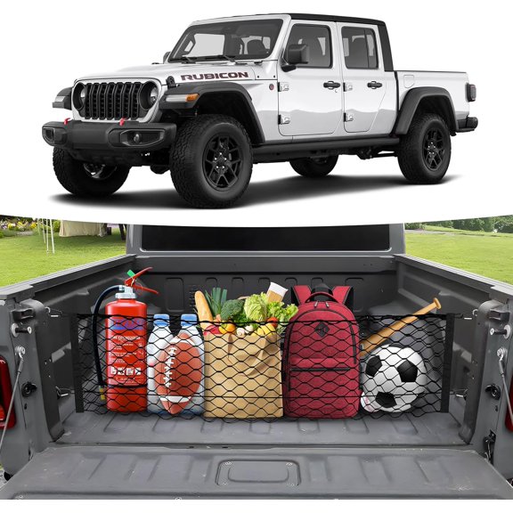 Philowng 2022-2026 Ford Maverick Trunk Cargo Net, Envelope Style Mesh Organizer and Storage Stretchable Adjustable Elastic Nylon Rear Netting with Hooks