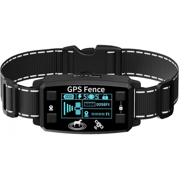 Philowng 2nd Gen GPS Dog Fence Collar for Medium Large Dogs, 2000m Adjustable Radius, LCD Screen with 9-Level Vibration & Shock, IPX6 Waterproof Rechargeable