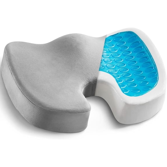 Philowng Cooling Gel and Memory Foam Seat Cushion, Orthopedic Chair Pillow for Sciatica and Tailbone Pain Relief, Office and Home