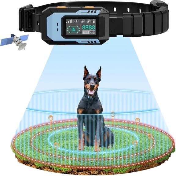 Philowng GPS Wireless Dog Fence System for Large Dogs, 100-9999ft Radius Training Collar with 8 Correction Modes, Waterproof Outdoor Electric Perimeter Fence