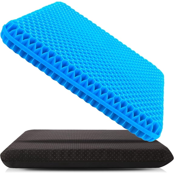 Philowng Gel Seat Cushion, Extra Large Thick Breathable Chair Pad for Office Chair, Wheelchair, and Car, Blue