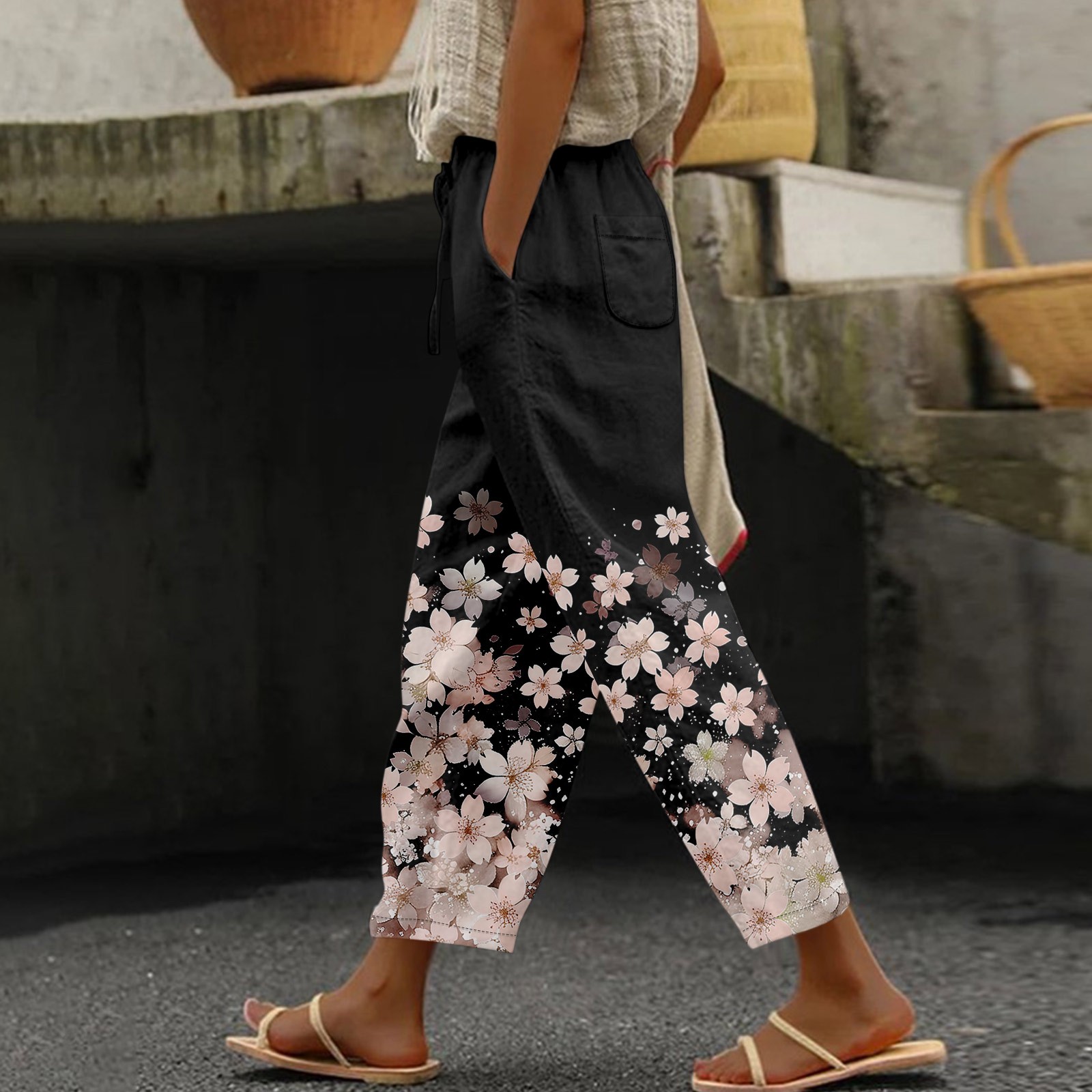 Phina Women's Pants with Drawstring Summer Lightweight Elastic Waist